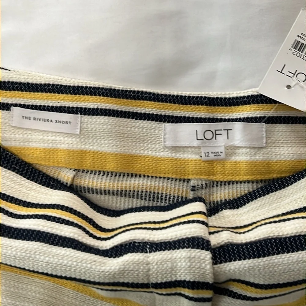 NWT LOFT The Riviera Short Navy/Gold/Natural/White Striped